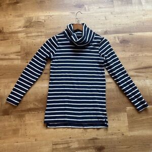 LL Bean 100% Cotton Blue and White Striped Cowl Neck Sweater, Women’s XS Regular